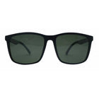 Black sunglasses with dark lenses on a white background