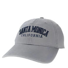 Gray cap with 'Santa Monica California' text on a white background