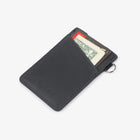 Black leather wallet with money clip on a white background