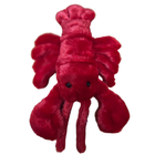 Red plush lobster toy on a white background