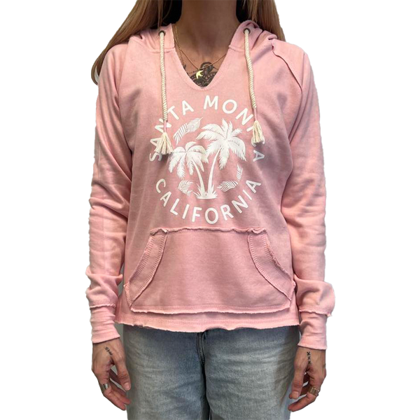 Santa Monica Burnout Pull Over Women's Hoodie - Baby Pink (Front)