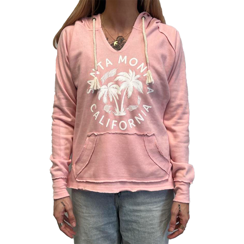 Santa Monica Burnout Pull Over Women's Hoodie - Baby Pink (Front)