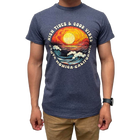 Santa Monica California Graphic Wave Scene Tee - Denim Heather (Front)