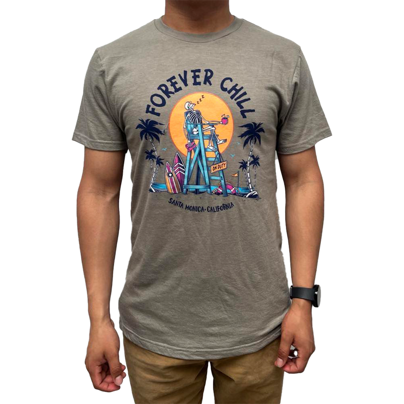 Santa Monica Forever Chill Skeleton Lifeguard Tee (Front)