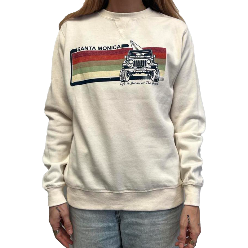 Santa Monica Life Is Better at The Beach Sweater - Ivory (Front)