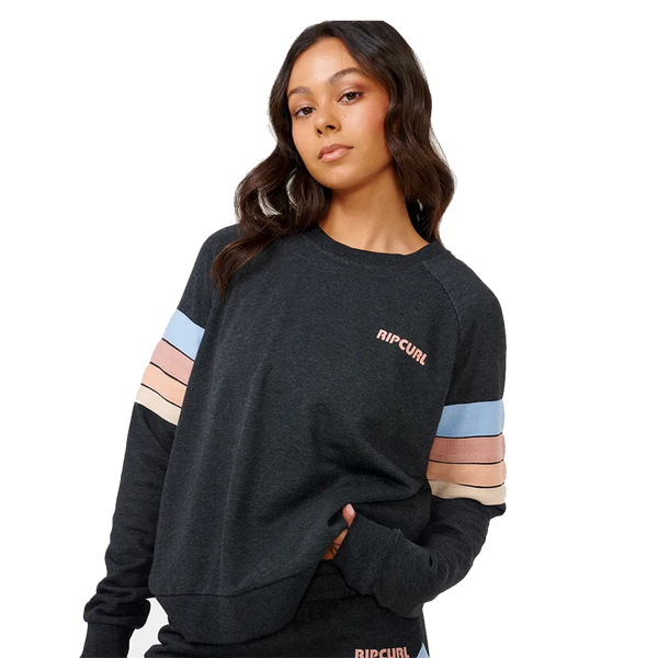 Rip Curl Black Marle High Tide Raglan Crew