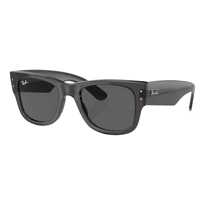 Ray-Ban Mega Wayfarer Dark Grey Lenses, Polished Transparent Black Frame