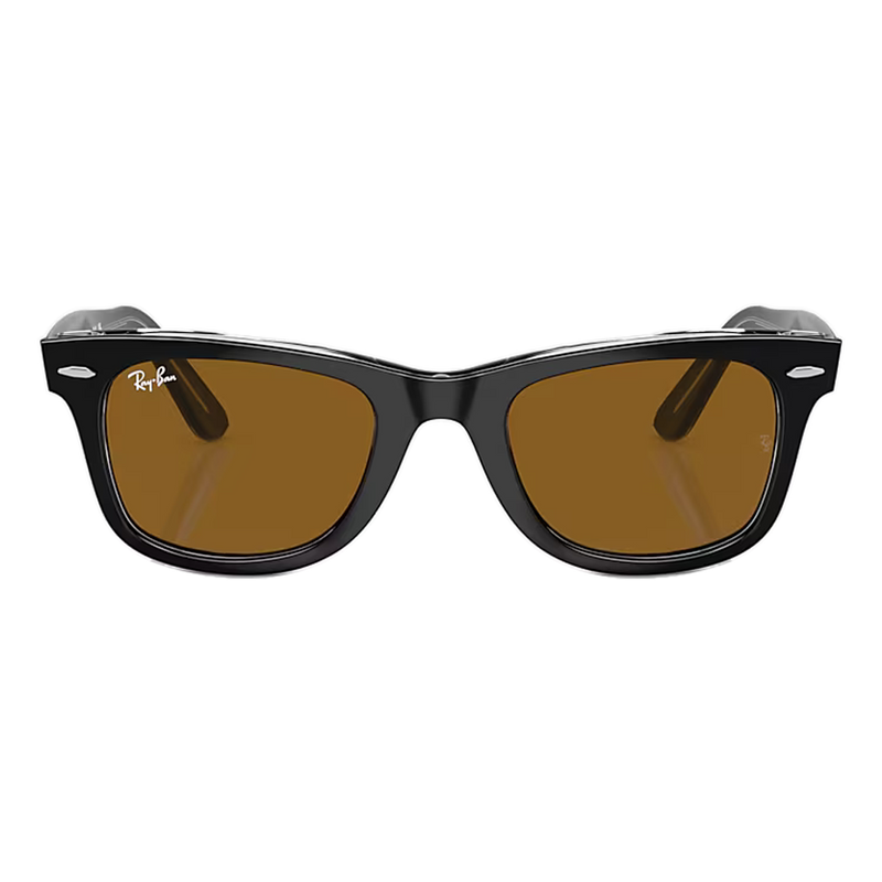 Ray-Ban Original Wayfarer Classic Brown Lenses, Polished Black On Transparent Frame