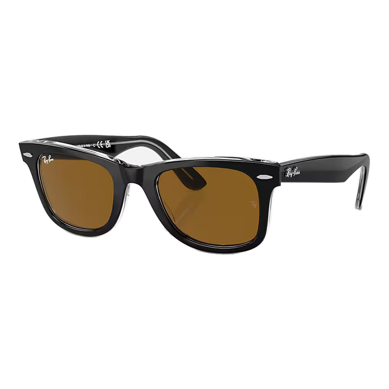 Ray-Ban Original Wayfarer Classic Brown Lenses, Polished Black On Transparent Frame