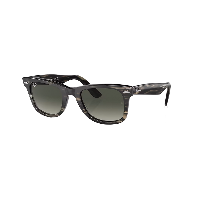 Ray-Ban Original Wayfarer Bio-Acetate Polished Striped Grey + Gradient Grey