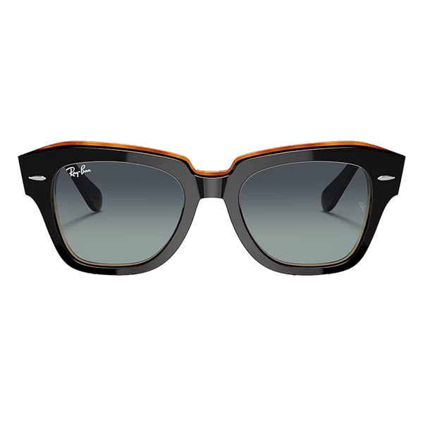 Ray-Ban State Street Grey Lenses, Polished Black on Brown Frame