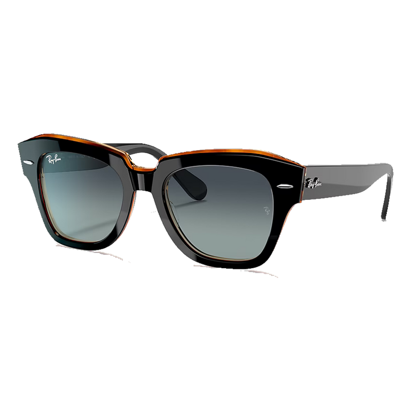 Ray-Ban State Street Grey Lenses, Polished Black on Brown Frame