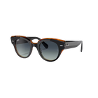 Ray-Ban Roundabout Polished Black On Brown + Gradient Grey/Blue