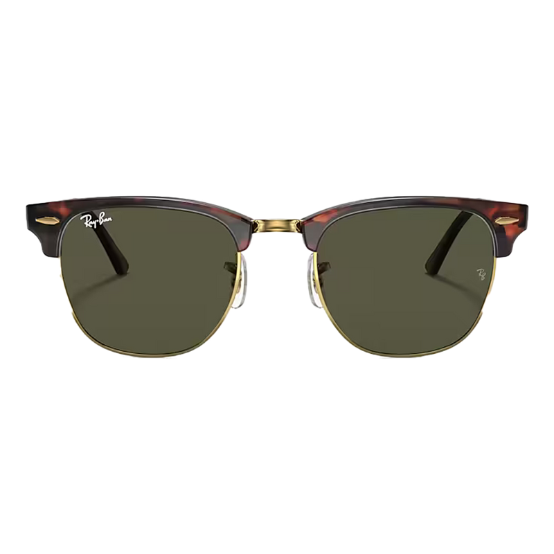 Ray-Ban Clubmaster Classic Green Lenses, Polished Tortoise On Gold Frame