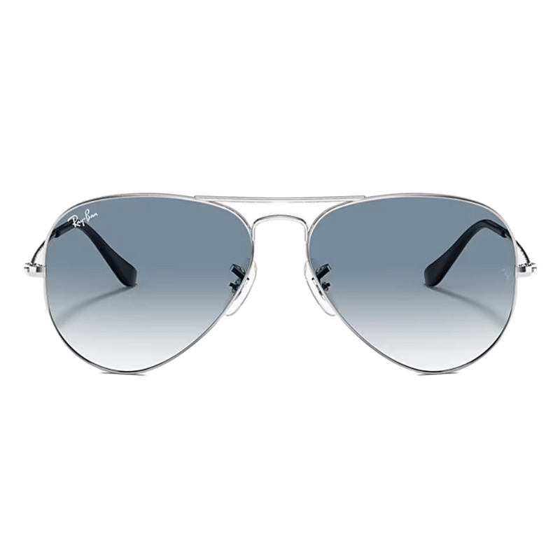 Ray-Ban Aviator Gradient Blue Lenses, Polished Silver Frame