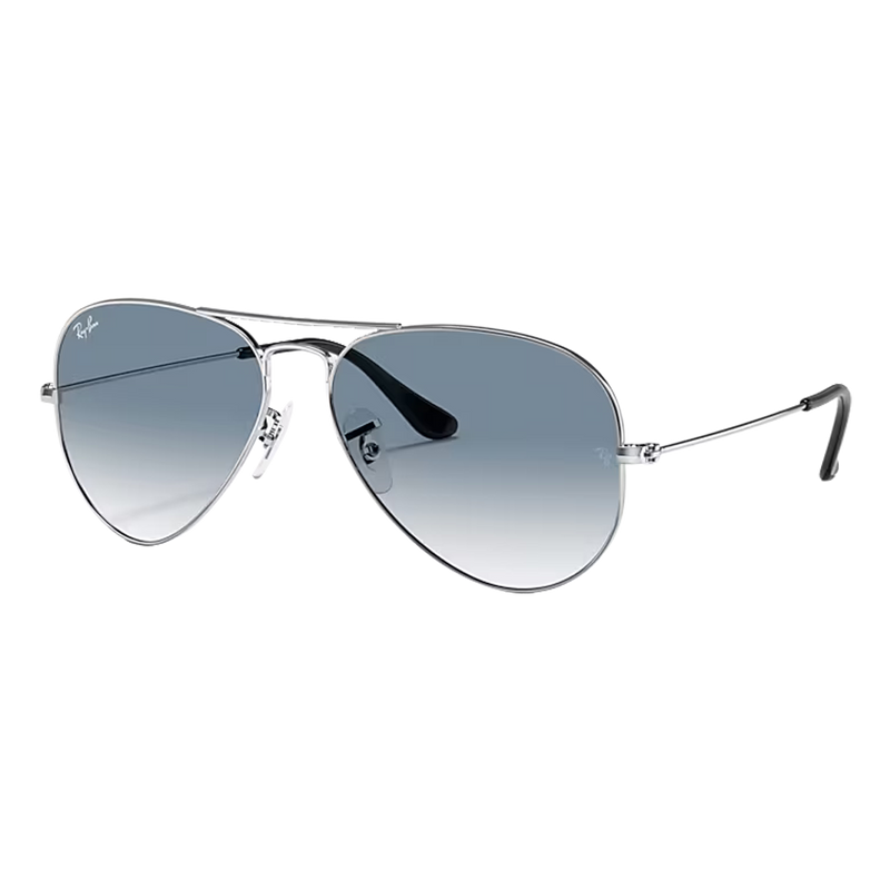 Ray-Ban Aviator Gradient Blue Lenses, Polished Silver Frame