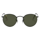 Ray-Ban Round Metal Legend Gold Green Lenses, Polished Black Frame