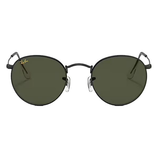 Ray-Ban Round Metal Legend Gold Green Lenses, Polished Black Frame