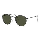 Ray-Ban Round Metal Legend Gold Green Lenses, Polished Black Frame