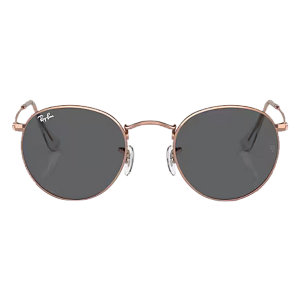 Round Metal Rose Gold, Dark Grey Lenses Front