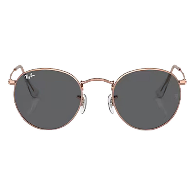 Round Metal Rose Gold, Dark Grey Lenses Front