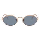 Ray-Ban Oval Blue Lenses, Polished Rose Gold Frame