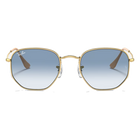 Ray-Ban Hexagonal Blue Lenses, Polished Gold Frame