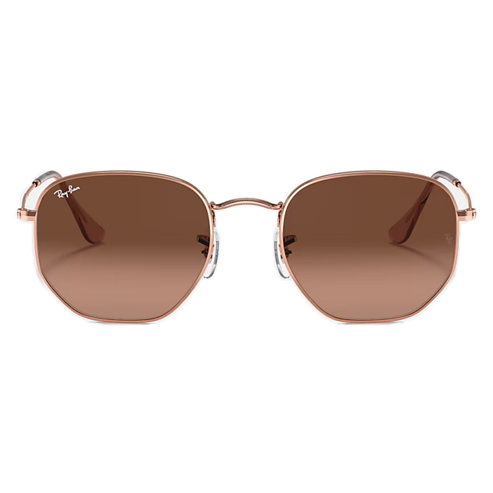 Ray-Ban Hexagonal Flat Lenses Brown, Polished Copper Frame  display picture 1