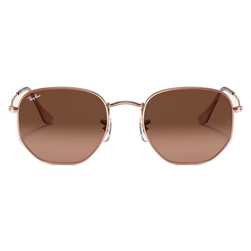 Ray-Ban Hexagonal Flat Lenses Brown, Polished Copper Frame