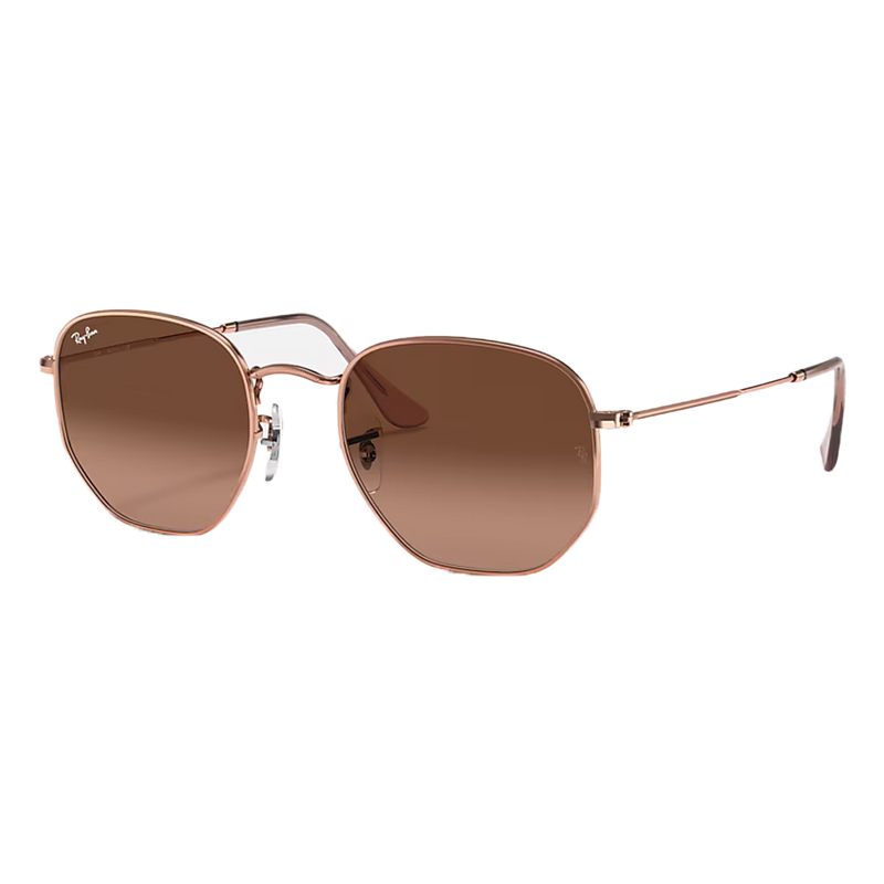 Ray-Ban Hexagonal Flat Lenses Brown, Polished Copper Frame