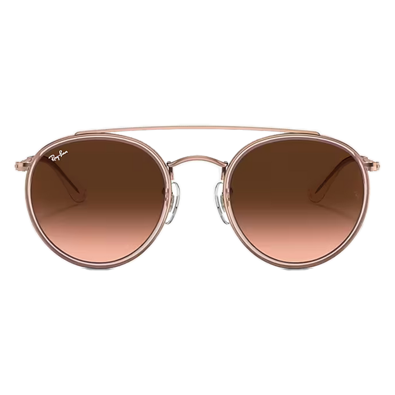 Ray-Ban Round Double Bridge Brown Lenses, Polished Copper Frame