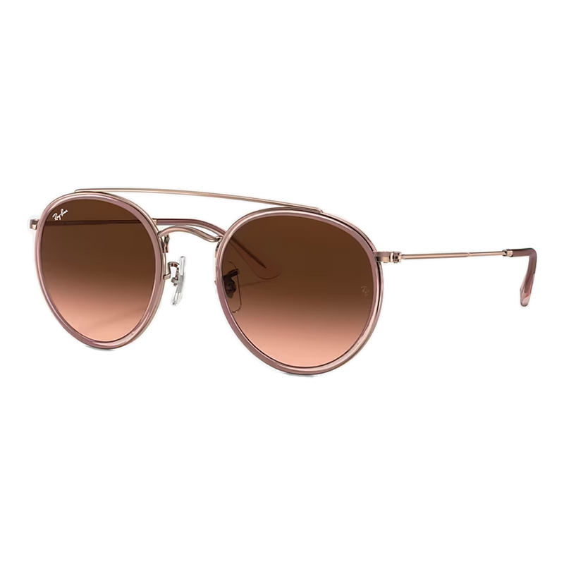 Ray-Ban Round Double Bridge Brown Lenses, Polished Copper Frame