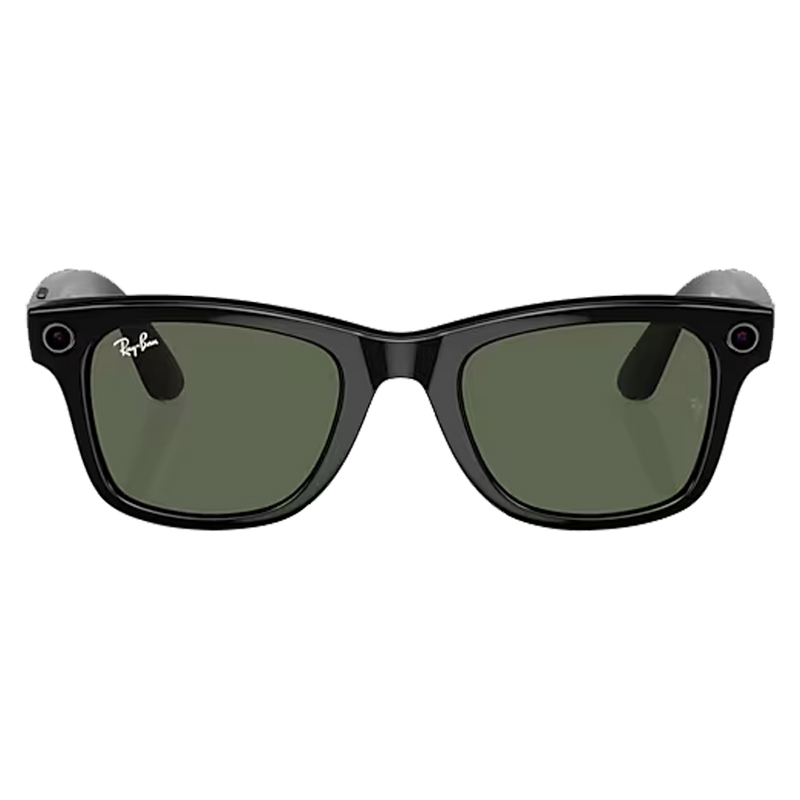 Ray-Ban Meta Wayfarer Shiny Black, G-15 Green Lenses Front