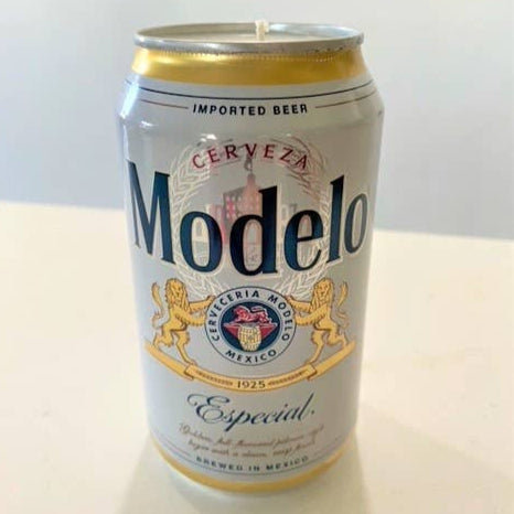Modelo Especial beer can on a white background