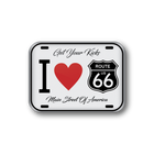 Decorative sign with Route 66 design on a white background
