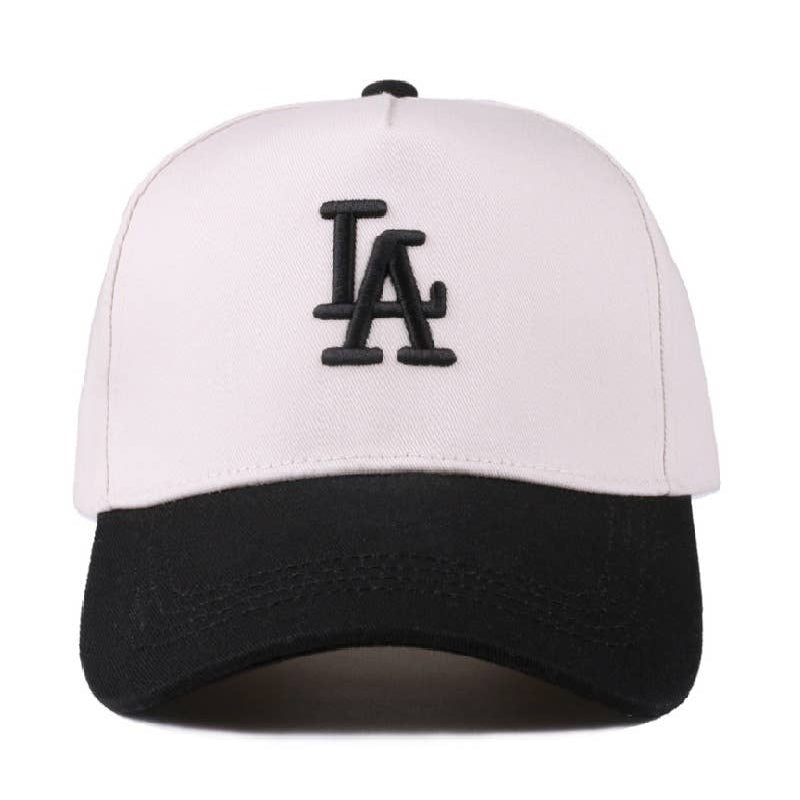 LA City Logo Two Tone Canvas Cotton Cap - Black