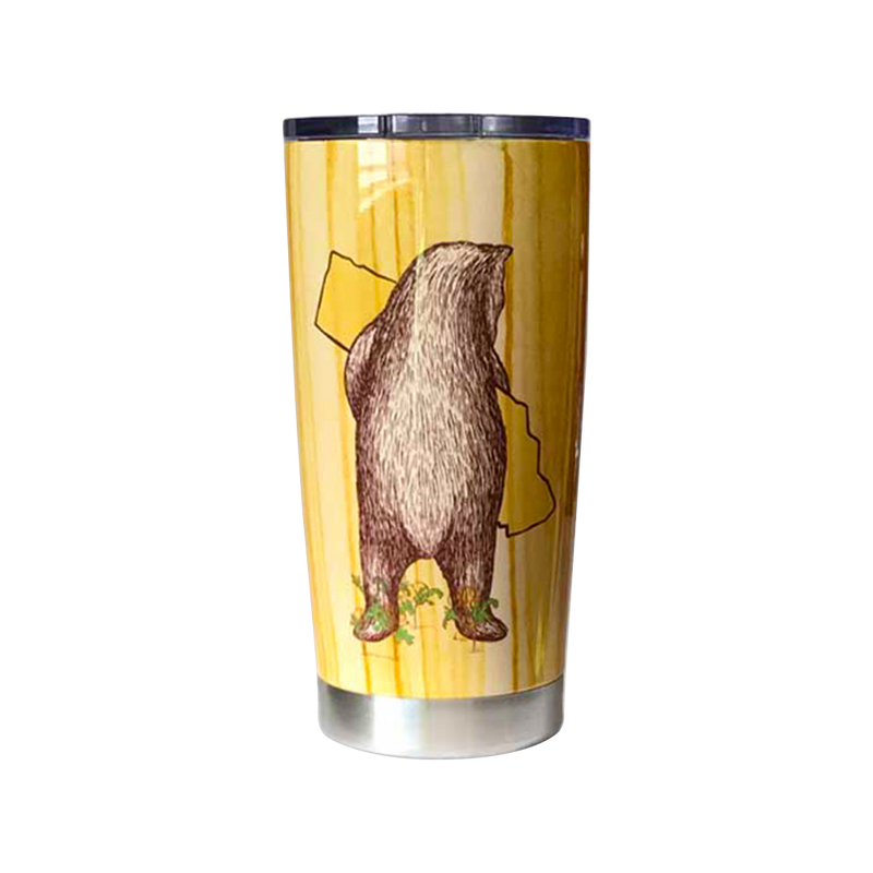 SF Mercantile Woodgrain CA Bear Hug Stainless Steel Travel Mug