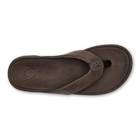Olukai Tuahine Men’s Waterproof Leather Sandals - Dark Wood Top View