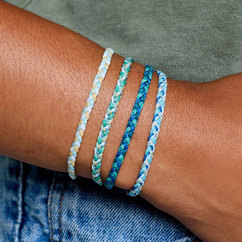 Model wearing Pura Vida Calm Shores Mini Braided Bracelet 