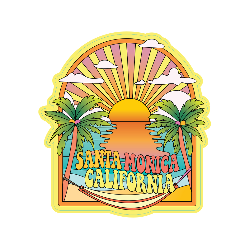 Sticker Pack Santa Monica California Pastel Hammock Scene