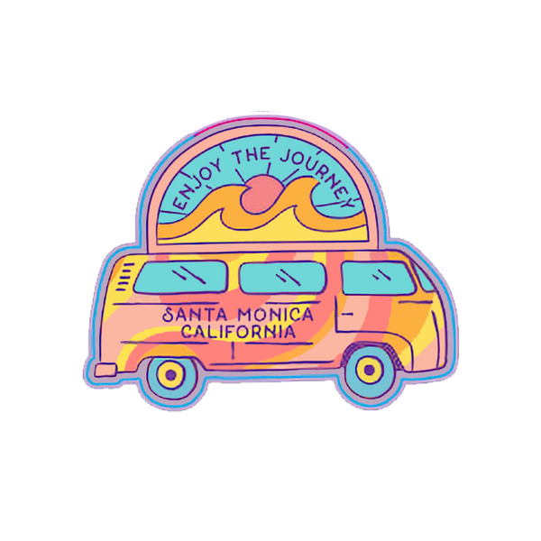 Sticker Pack Santa Monica California Coastal Van - Enjoy The Journey