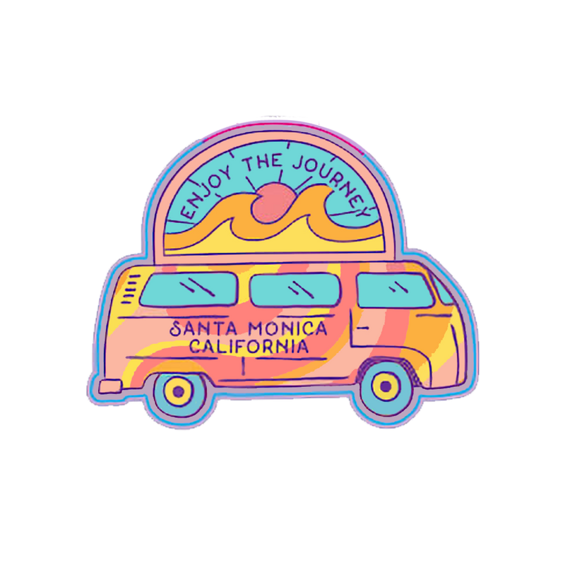 Sticker Pack Santa Monica California Coastal Van - Enjoy The Journey