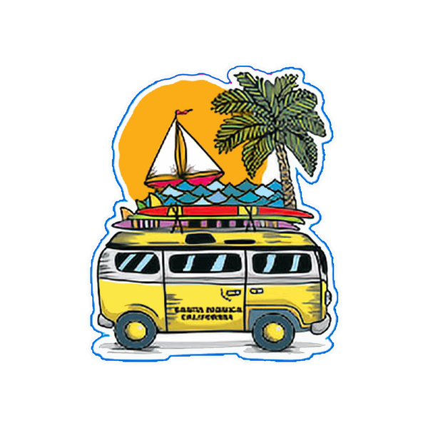 Sticker Pack Santa Monica CA Beach Life - Bus Sailboat