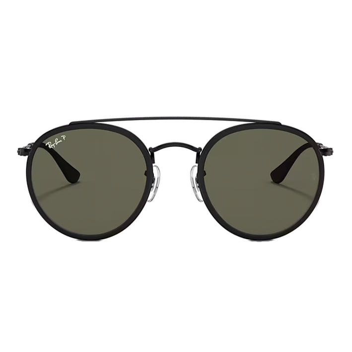 Ray-Ban Round Double Bridge Polished Black + Classic Green