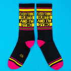 Gumball Poodle Everthing Hurts & I'm Dying Gym Socks Colored black and pInk