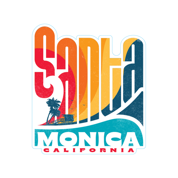 Sticker Pack Santa Monica California Sun Swirl