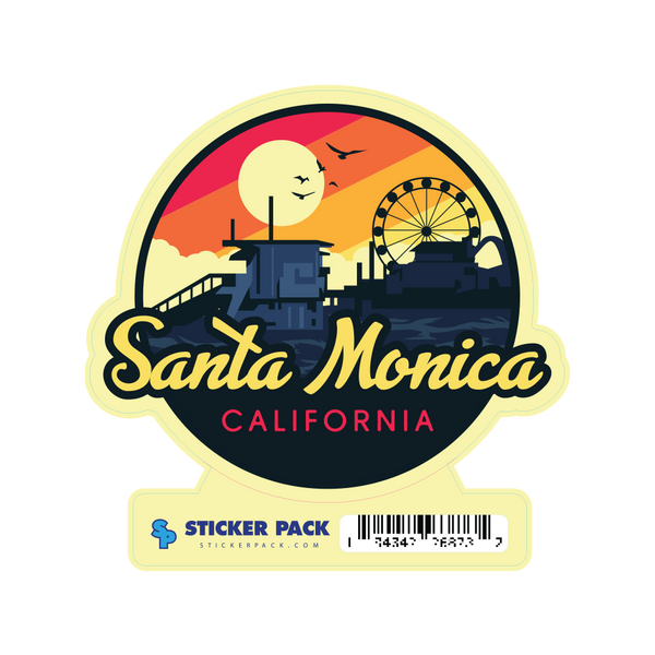 Sticker Pack Santa Monica California Pier Scene