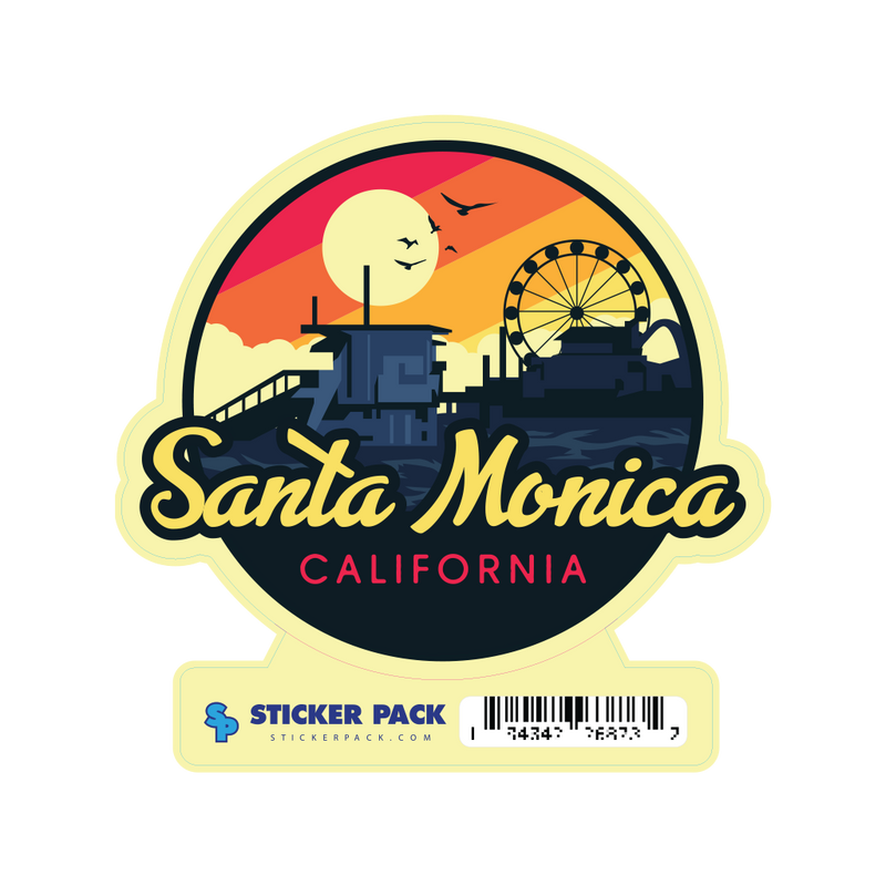 Sticker Pack Santa Monica California Pier Scene