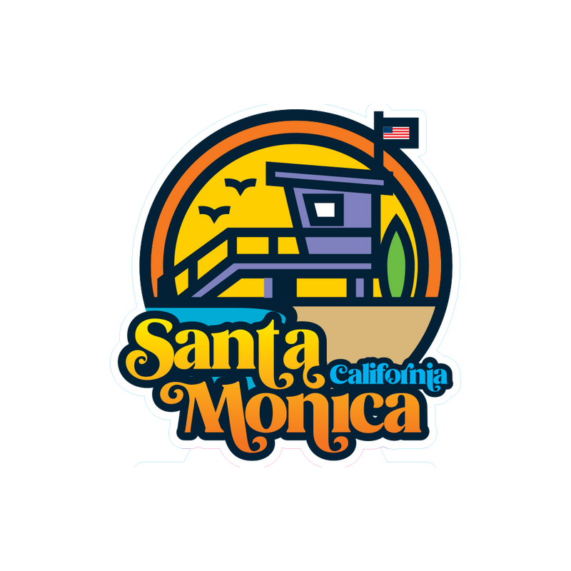 Sticker Pack Santa Monica California Bright Text