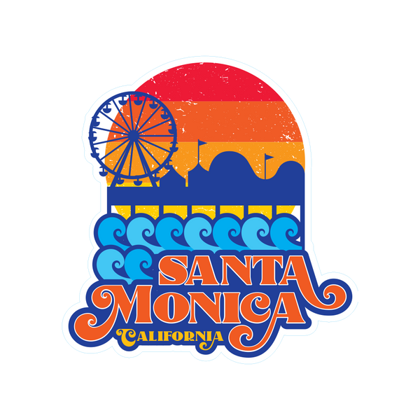 Sticker Pack Santa Monica California Coastal Bold